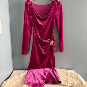 Velvet Rose Colored Formal Cocktail  Dress